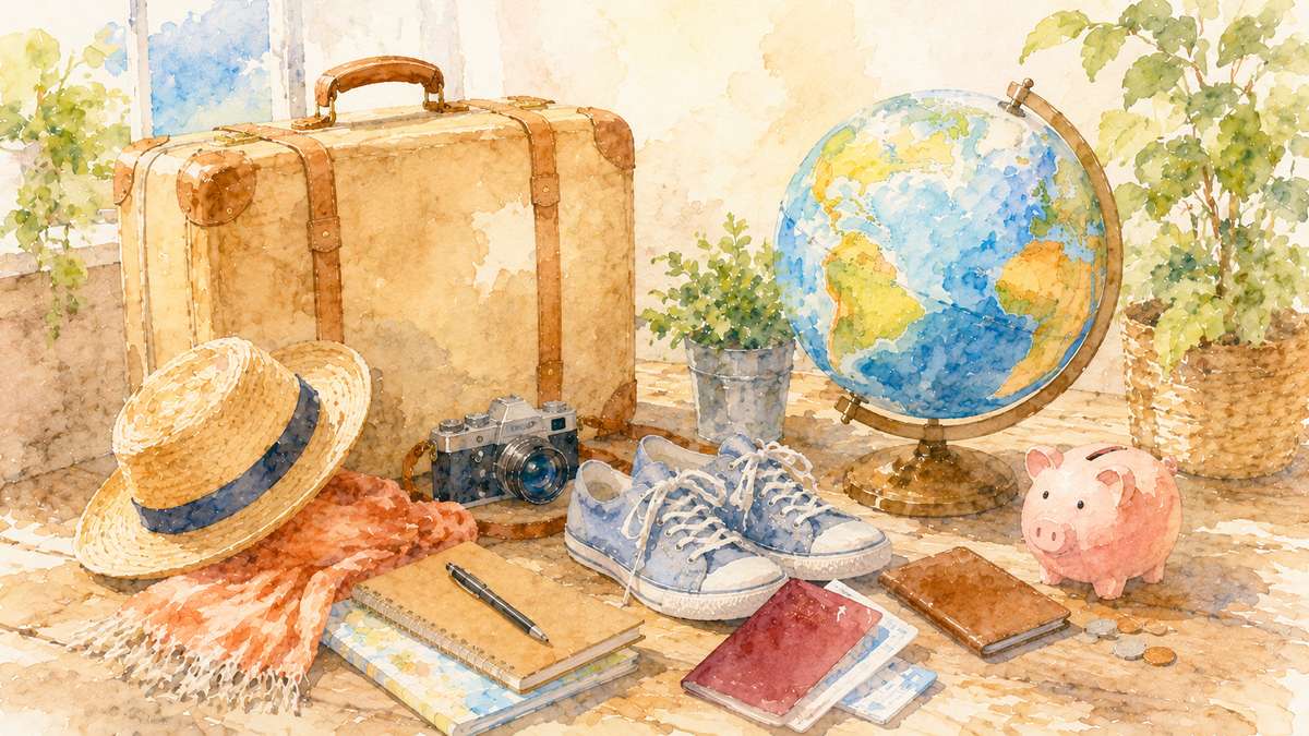 旅の準備をあらわす小物たち